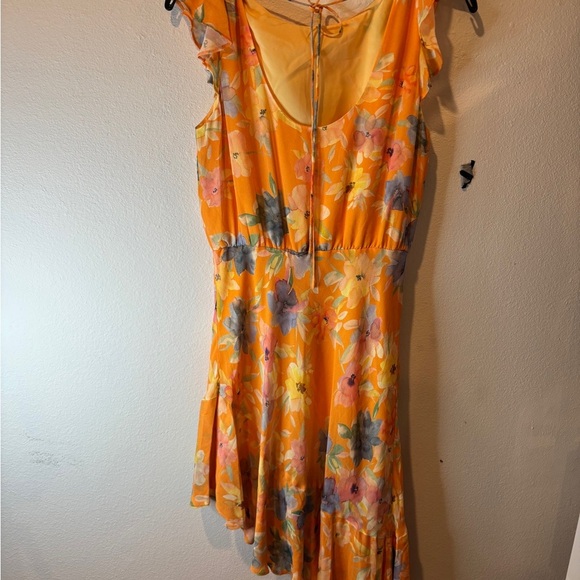 Y2K Amanda Uprichard Orange Floral Asymmetrical Dress - Picture 2 of 10